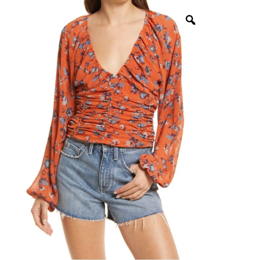 Rose blouse in rust combo